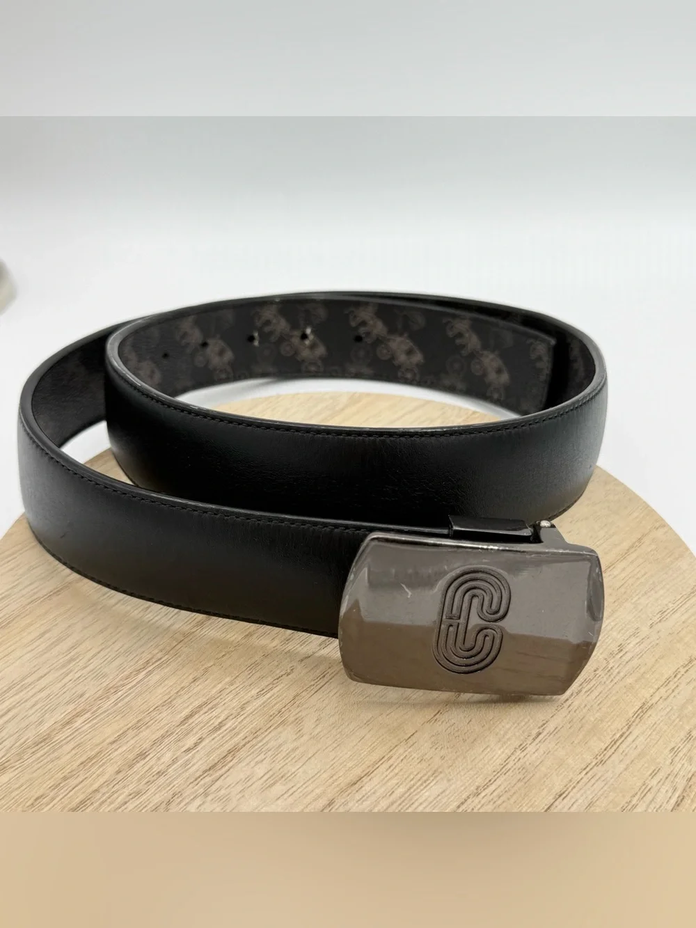 Heavy duty Coach Reversible Men's Leather Belt with Logo Buckle